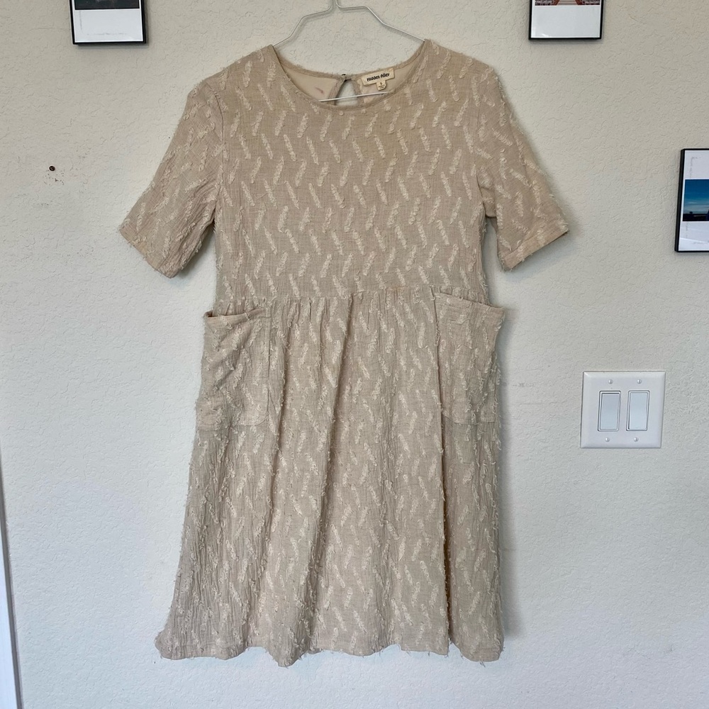 Hidden valley Clad and Cloth beige mini dress, size S